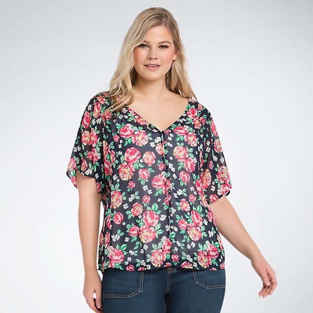 Floral Button Front Top
